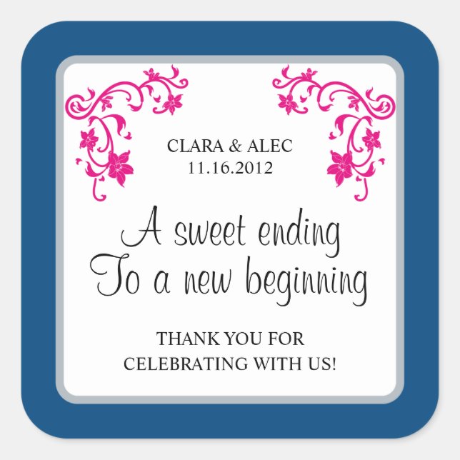 Floral Wedding Favour Sticker (Front)