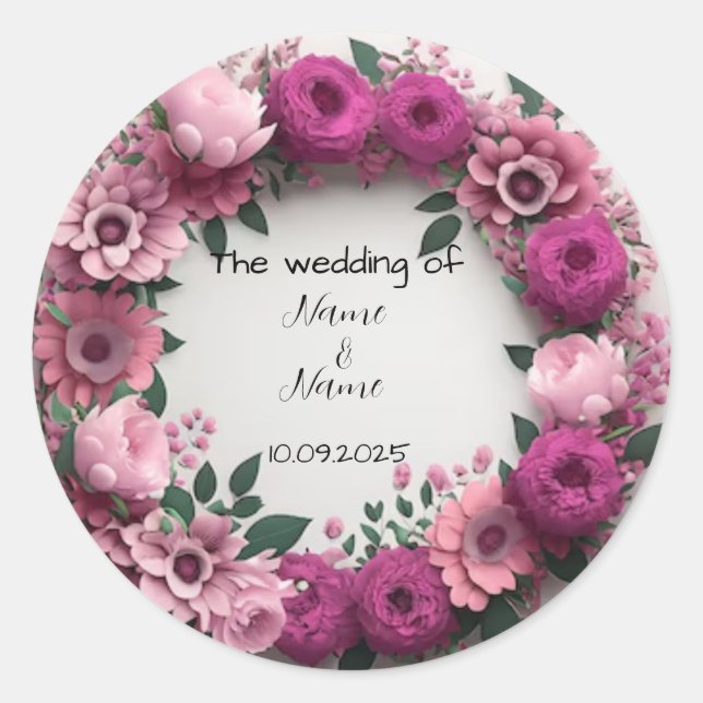 Floral wedding favour stickers  (Front)