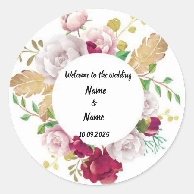 Floral wedding favour stickers  (Front)