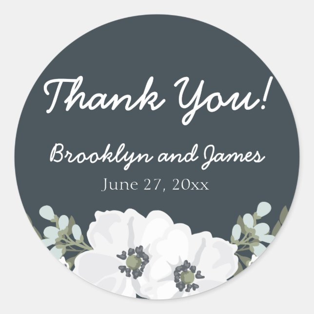 Floral Wedding Favour Stickers Round (Front)