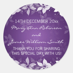 Floral Wedding Favour Tag Exotic Blooms Purple