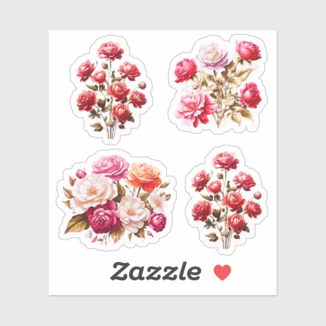 Floral Wedding Flowers Vinyl Stickers (Sheet)