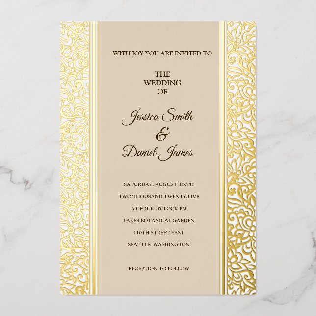 Floral Wedding  Foil Invitation (Front)
