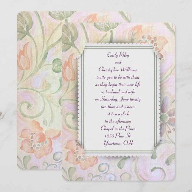 Floral Wedding Frame Invitation (Front/Back)