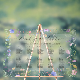 Floral Wedding Frame Seating Chart Alphabetised.