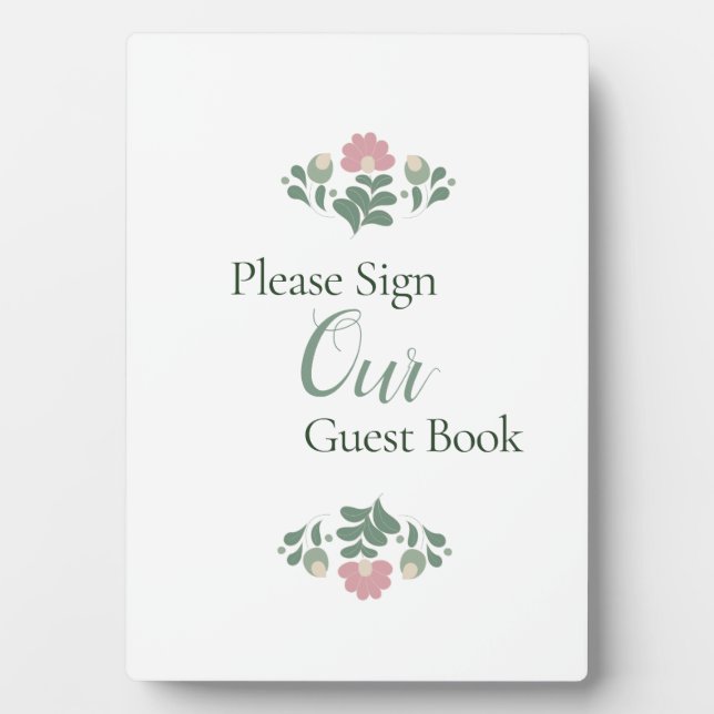 Floral Wedding Guest Book Sign Plaque (Front)