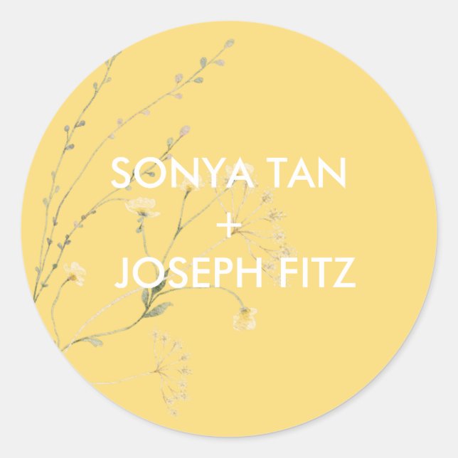 Floral Wedding Invitat Envelope Square  Classic Ro Round Sticker (Front)