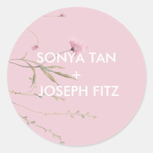 Floral Wedding Invitat Envelope Square  Classic Ro Round Sticker