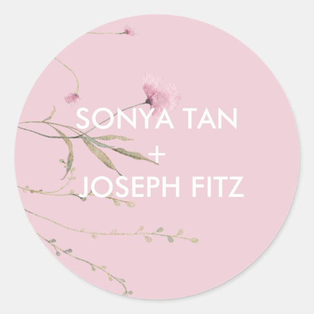 Floral Wedding Invitat Envelope Square  Classic Ro Round Sticker (Front)