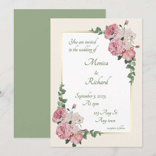 Floral wedding invitation  (Front/Back)