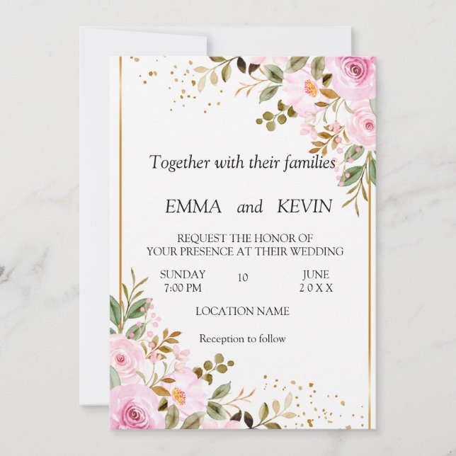 Floral wedding invitation (Front)