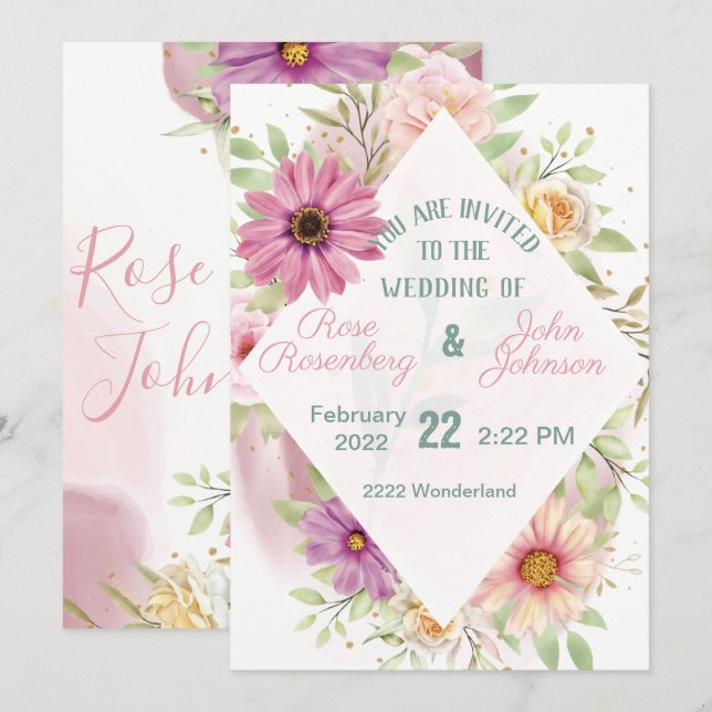 Floral Wedding Invitation (Front/Back)