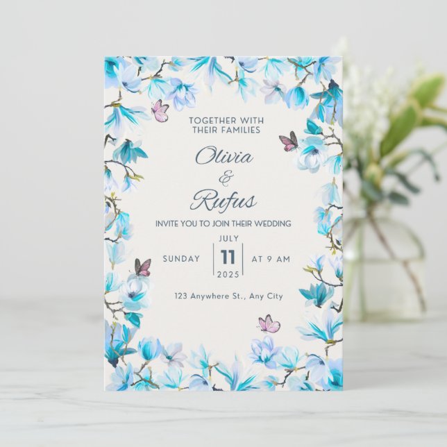 Floral wedding invitation  (Standing Front)