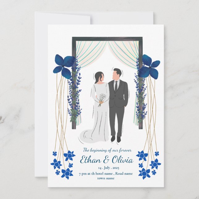 Floral wedding invitation  (Front)
