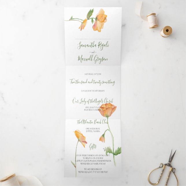 Floral Wedding Invitation All In One (Inside)