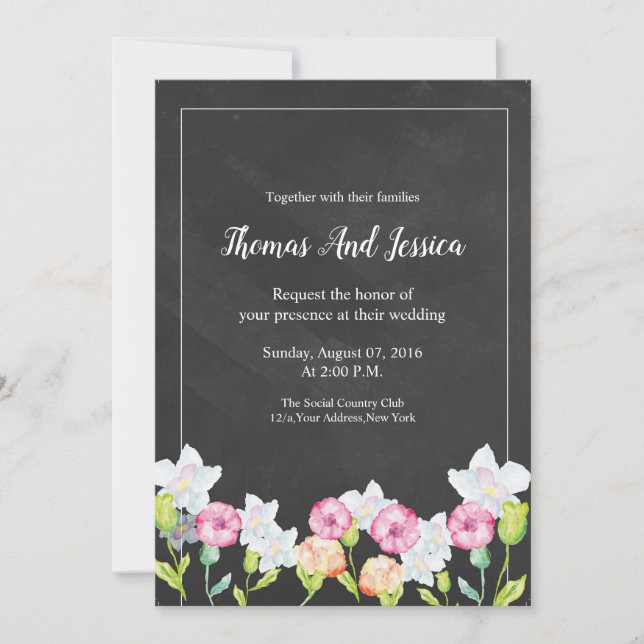 Floral Wedding Invitation Card (Front)