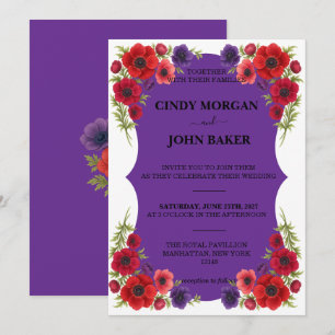 Floral Wedding Invitation Card - Anemone