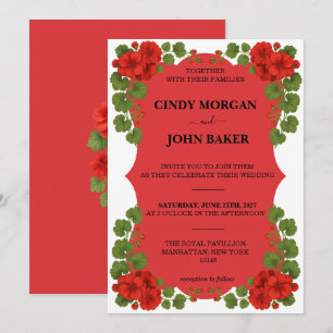 Floral Wedding Invitation Card - Geranium