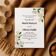 Floral Wedding Invitation Custom Rose Design Card