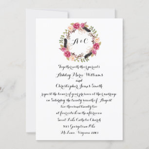 Floral Wedding Invitation Elegant Greenery Invite