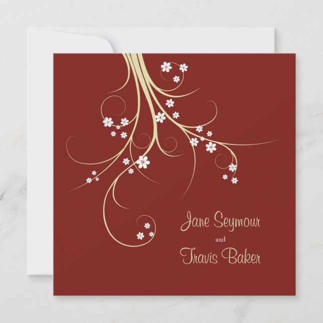 Floral Wedding Invitation - Elegant & Simple (Front)