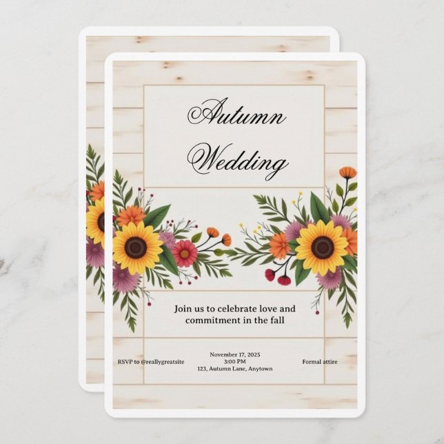 Floral Wedding Invitation – Elegant & Simple (Front/Back)