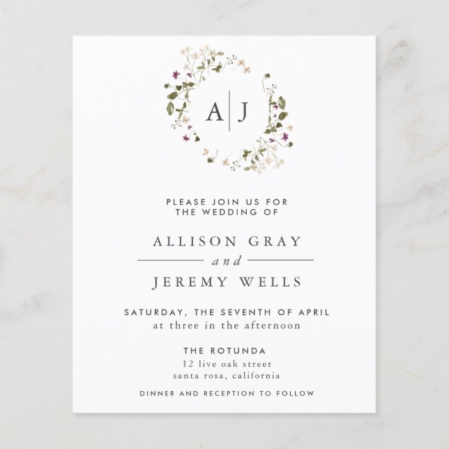Floral Wedding Invitation Flyer (Front)