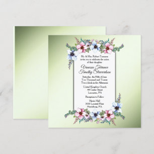 Floral Wedding Invitation Green