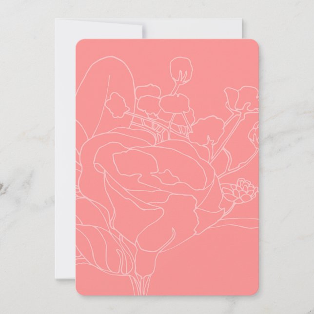 Floral Wedding Invitation Insert (Coral) (Front)