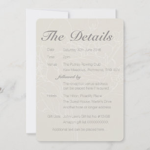 Floral Wedding Invitation Insert (Natural)