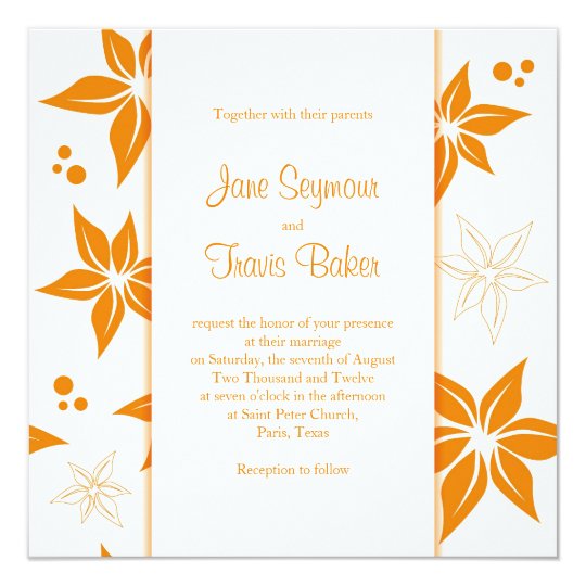 Floral Wedding Invitation - Orange & White