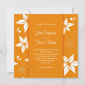 Floral Wedding Invitation - Orange & White