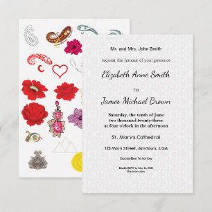 Floral Wedding Invitation Paisley Elegant Romantic