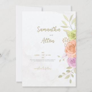 Floral Wedding Invitation Personalised Cards