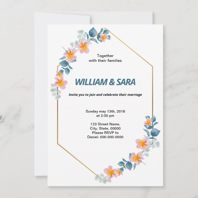 Floral Wedding Invitation Template (Front)