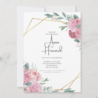 Floral Wedding Invitation Template, Simple Elegant