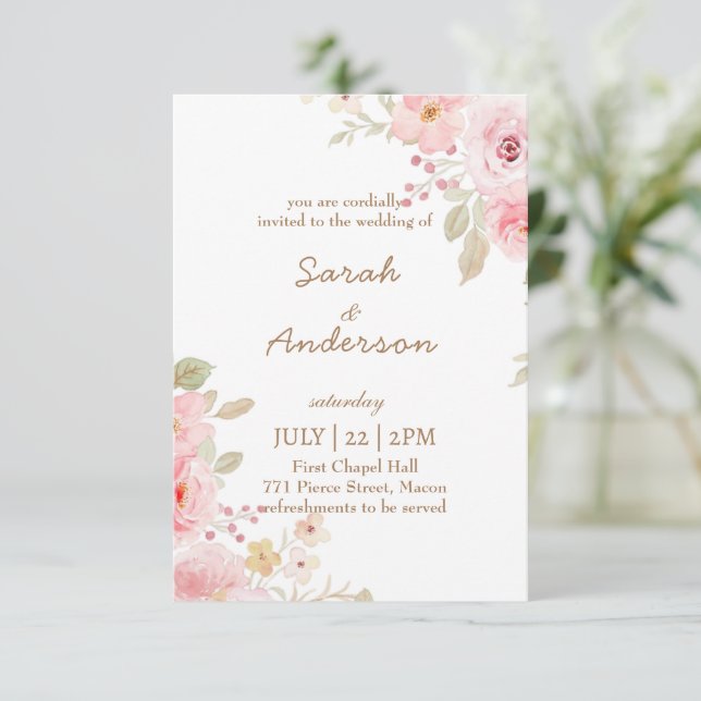 Floral Wedding Invitation Template Wedding  (Standing Front)