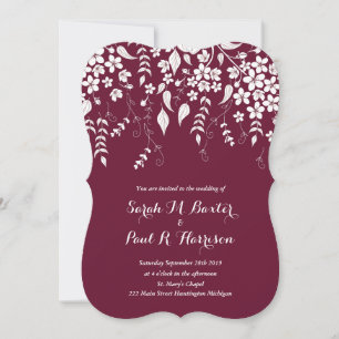 Floral Wedding Invitation Wine Maroon