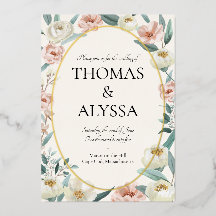 Floral Wedding Invitation with foil detail