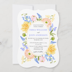 Floral Wedding Invitation with Pastel Flowers
