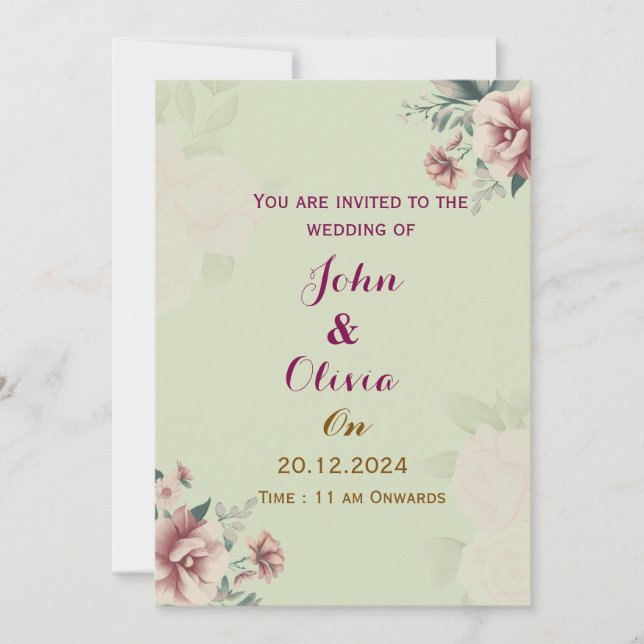 Floral Wedding Invitations  (Front)