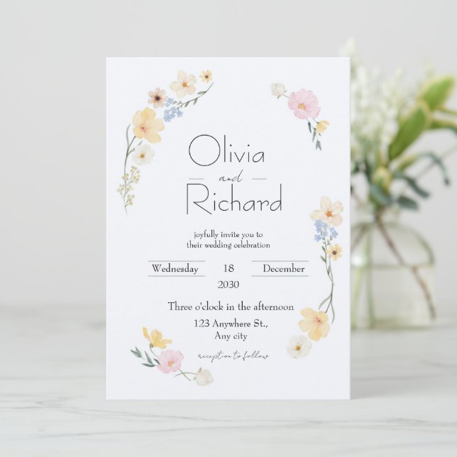Floral Wedding Invitations (Standing Front)