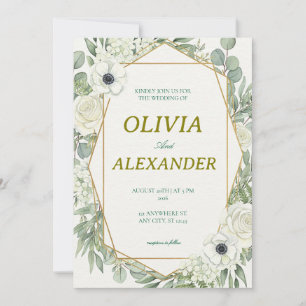 Floral Wedding Invitations Natural Green Plant