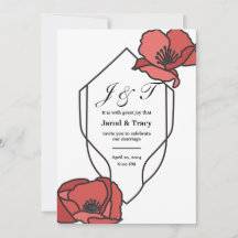 Floral Wedding Invitations Red and Pink Poppies