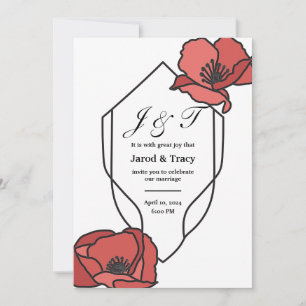 Floral Wedding Invitations Red and Pink Poppies