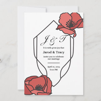 Floral Wedding Invitations Red and Pink Poppies