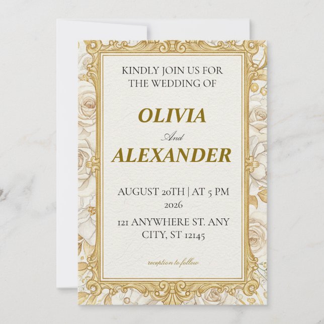 Floral Wedding Invitations Royal Luxury (Front)