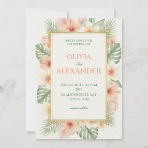 Floral Wedding Invitations Soft Tropical