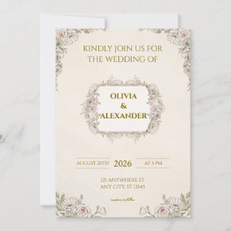 Floral Wedding Invitations Warm flowers