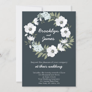 Floral Wedding Invitations White Wreath